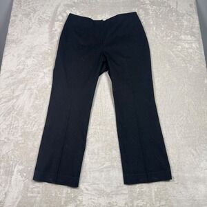 Burns Black Embroidered Cropped Dress Pants‎ Size 10 Cotton Blend Career Work